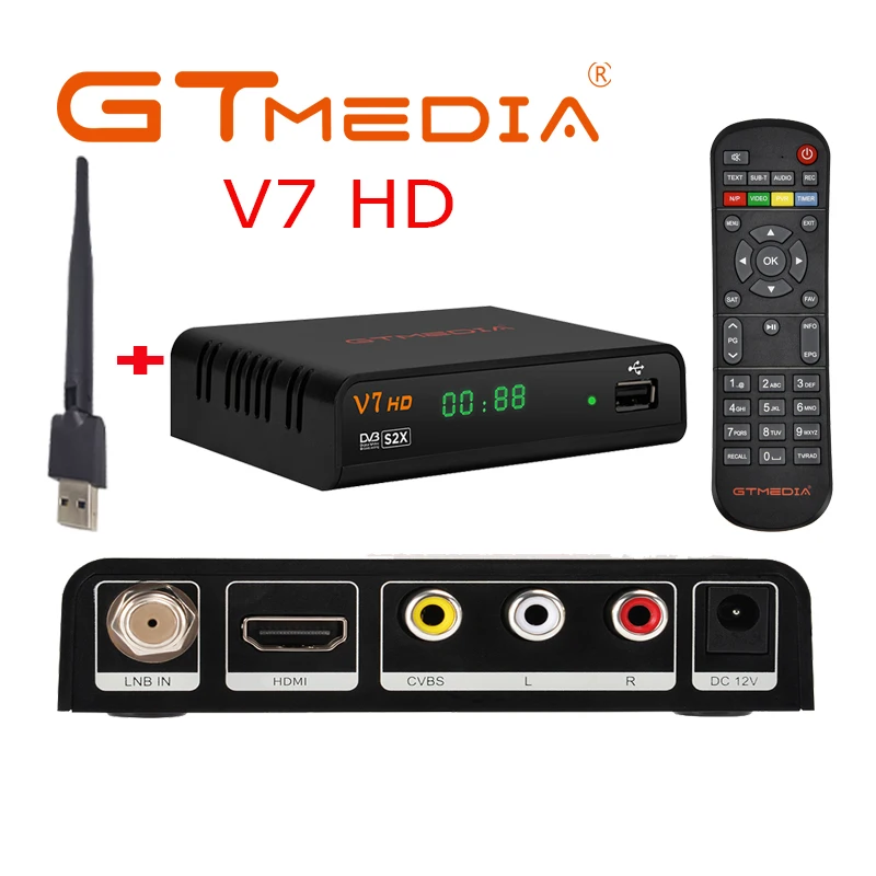 10 шт. GTMEDIA V7 HD S2X Freesat V7s WIFI DVB-S2 Youtube PowerVU CCaam Newcamd V7S freesat v7s спутниковый - Цена: 27490.37