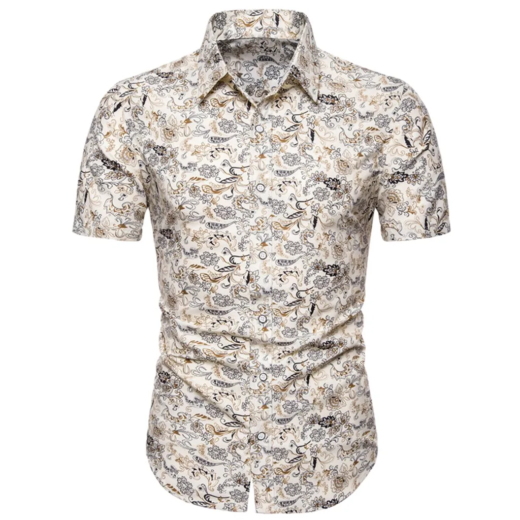 Рубашка camisa masculina мужские рубашки chemise homme уличная рубашка с коротким рукавом с набивным воротником рубашка мужская Z4