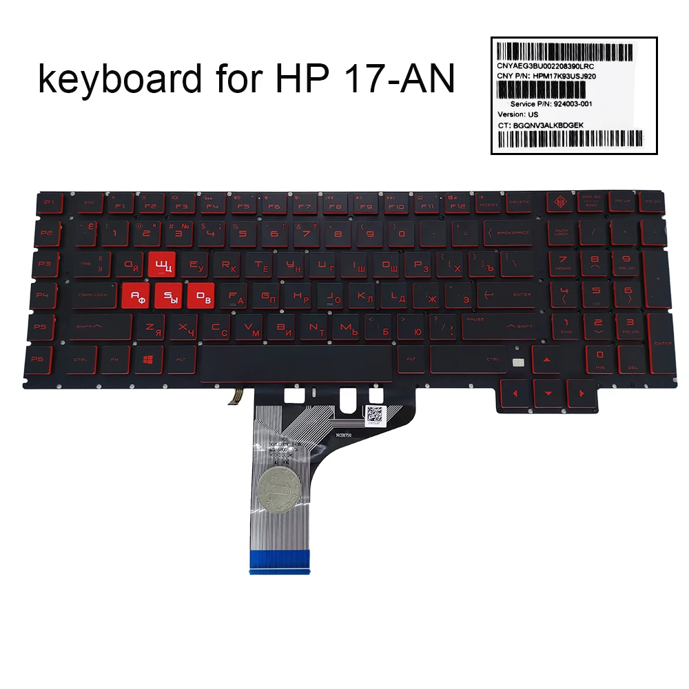 

924003-001 RU Russian Backlit Keyboard For HP Omen 17 AN AN030CA AN007NW 17-AN053NR 17-AN020CA Notebook Keyboards Backlight Red