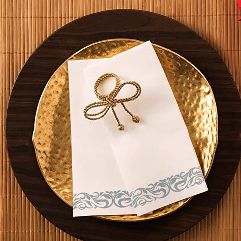 10Pcs Disposable Hand Towels Table Paper Napkins Elegant Tissue Vintage Towel White Foil Gold Birthday Wedding Party Home Decor - купить по