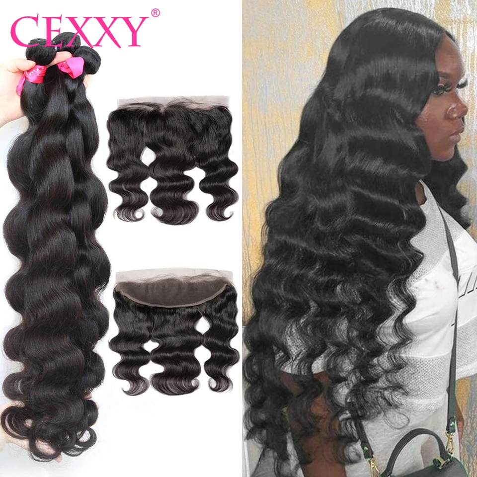 Перуанские волнистые фронтальные волосы с пучками пучки фронтальной