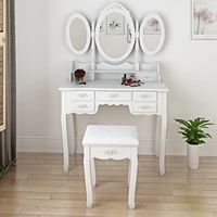 7 drawers retro carved dressing table with stooltri foldadjustable makeup mirrorseurope style bedroom furniturefast shipping