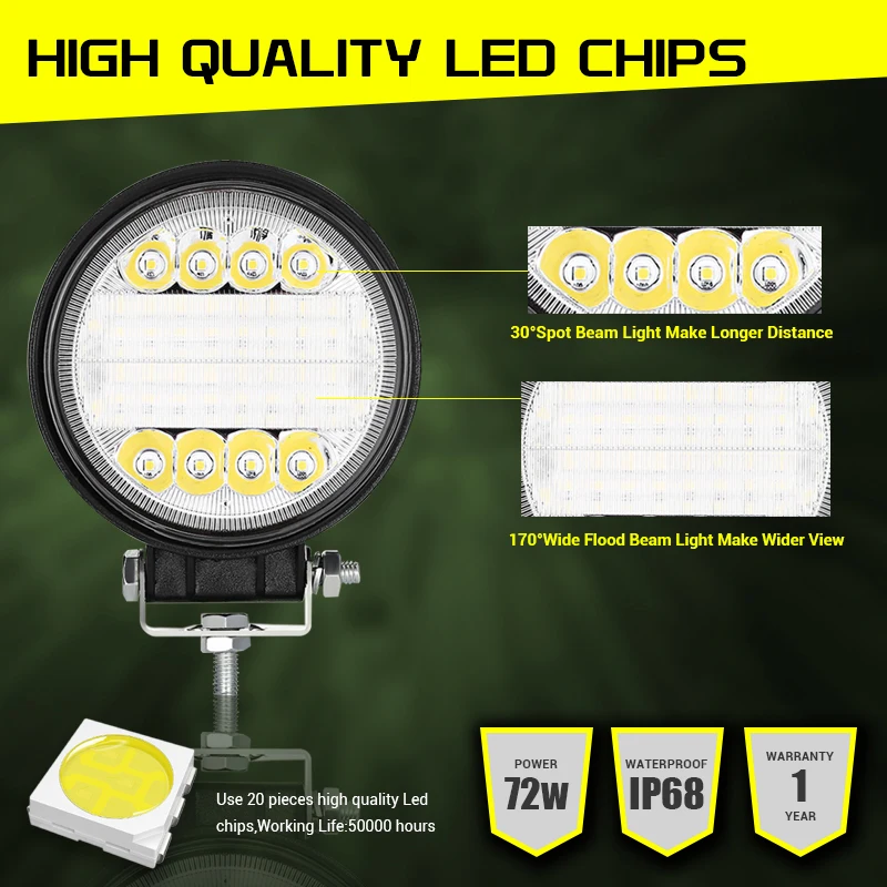 4 &quot5&quot дальнего света тумана внедорожный светодиодный рабочий Автомобиль