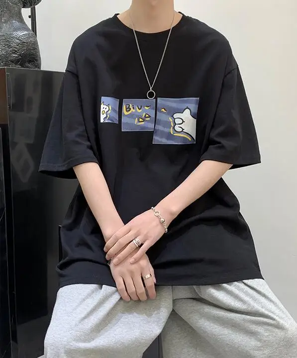 

Men's Short-Sleeved T-Shirt Loose Korean Style Simple And Versatile Half-Sleeved T-Shirt