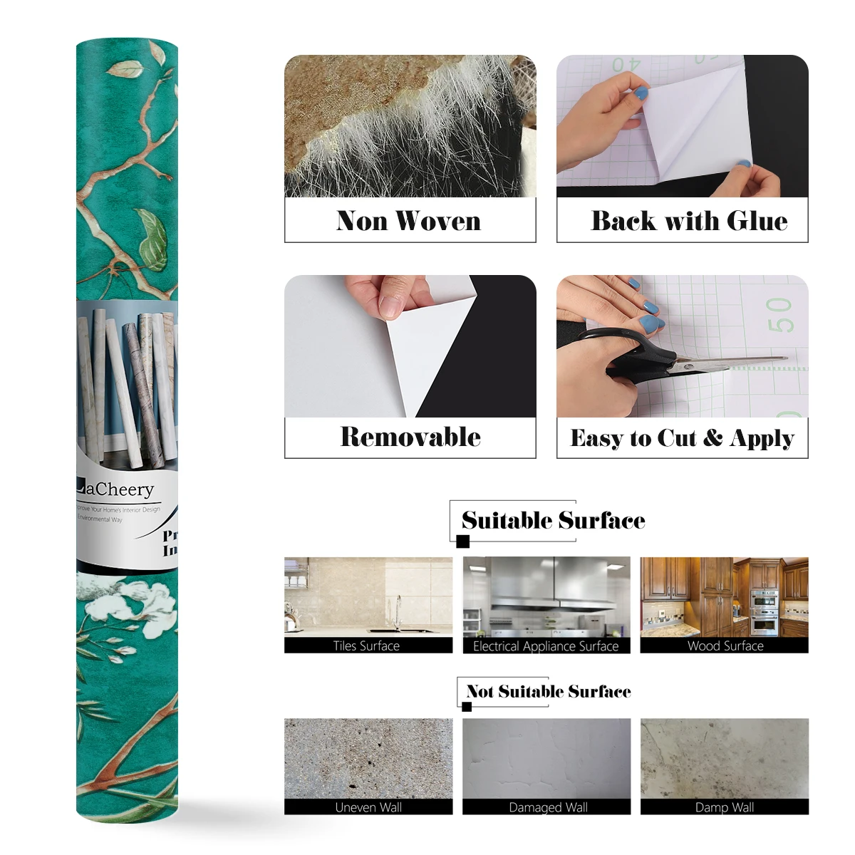 

Modern Self-adhesive Wallpapers Furniture Decorative Paper Floral Wood Fiber Mould-proof Wall Stickers Bedroom Living Room Decor