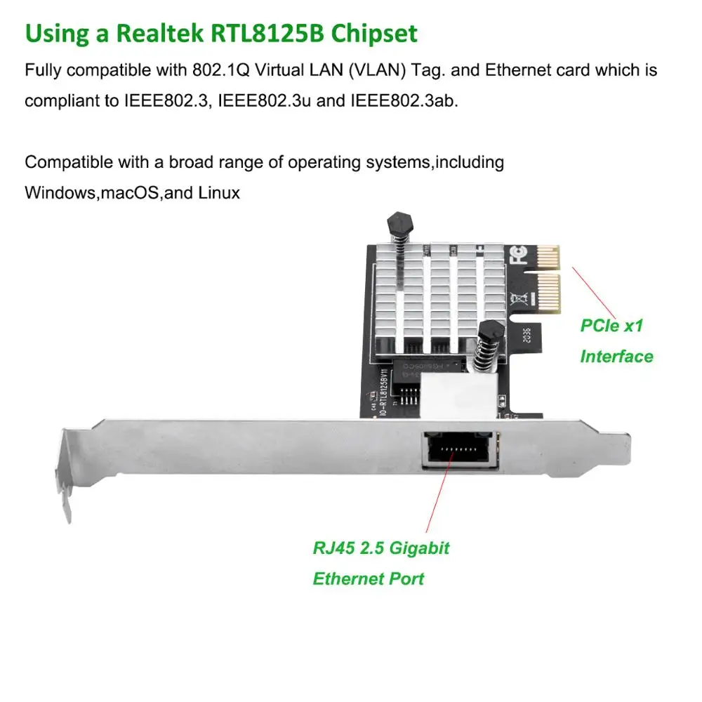 Сетевой адаптер IOCREST 2 5 GBase T Gigabit с 1 портом 2500 Мбит/с PCIe ГБ Ethernet карта RJ45 LAN