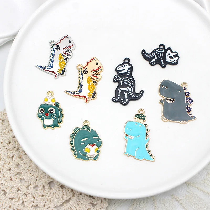 10 шт./лот эмалевые Подвески в виде милого мультяшного монстра динозавра