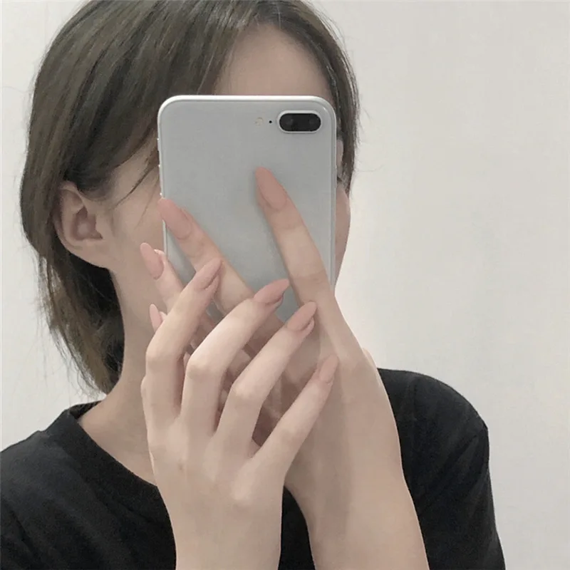 24 шт./корт. Хаки одноцветные матовые накладные ногти носимые съемные круглые