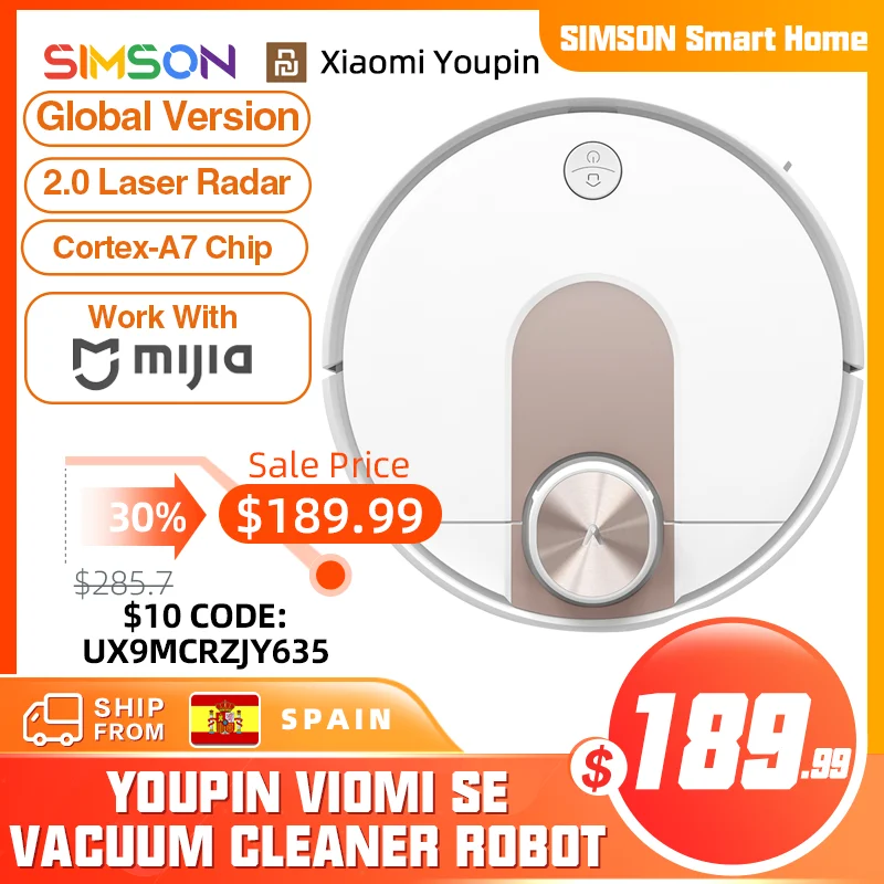 

Новинка, робот-пылесос VIOMI SE, умный электрический пылесос Y-типа Mijia APP, 5 карт, 7 расписаний, для ковровых и шерстяных домашних животных, пылесб...