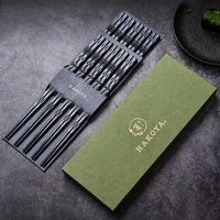 5 pairsset japanese style alloy chopsticks with gift box non slip mildew proof sushi food chop sticks reusable kitchen tools