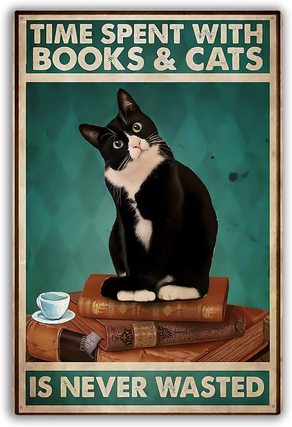 

Cute Cat Tin Sign Retro Metal Sign Wall Art Decor, Public Sign, Decoration Sign for Home Dorm Hotel Bathroom