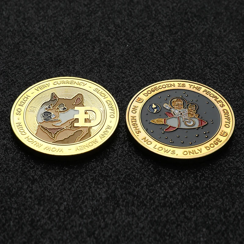

1PCS Gold Color Dogecoin To The Moon Coin Cute Dog Pattern Dog Souvenir Collection Gifts