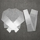 Женский комплект для йоги NORMOV, комплект из 2 предметов, Топ с длинным рукавом и высокой талией, спортивные Леггинсы, спортивный костюм для тренажерного зала, костюм для фитнеса