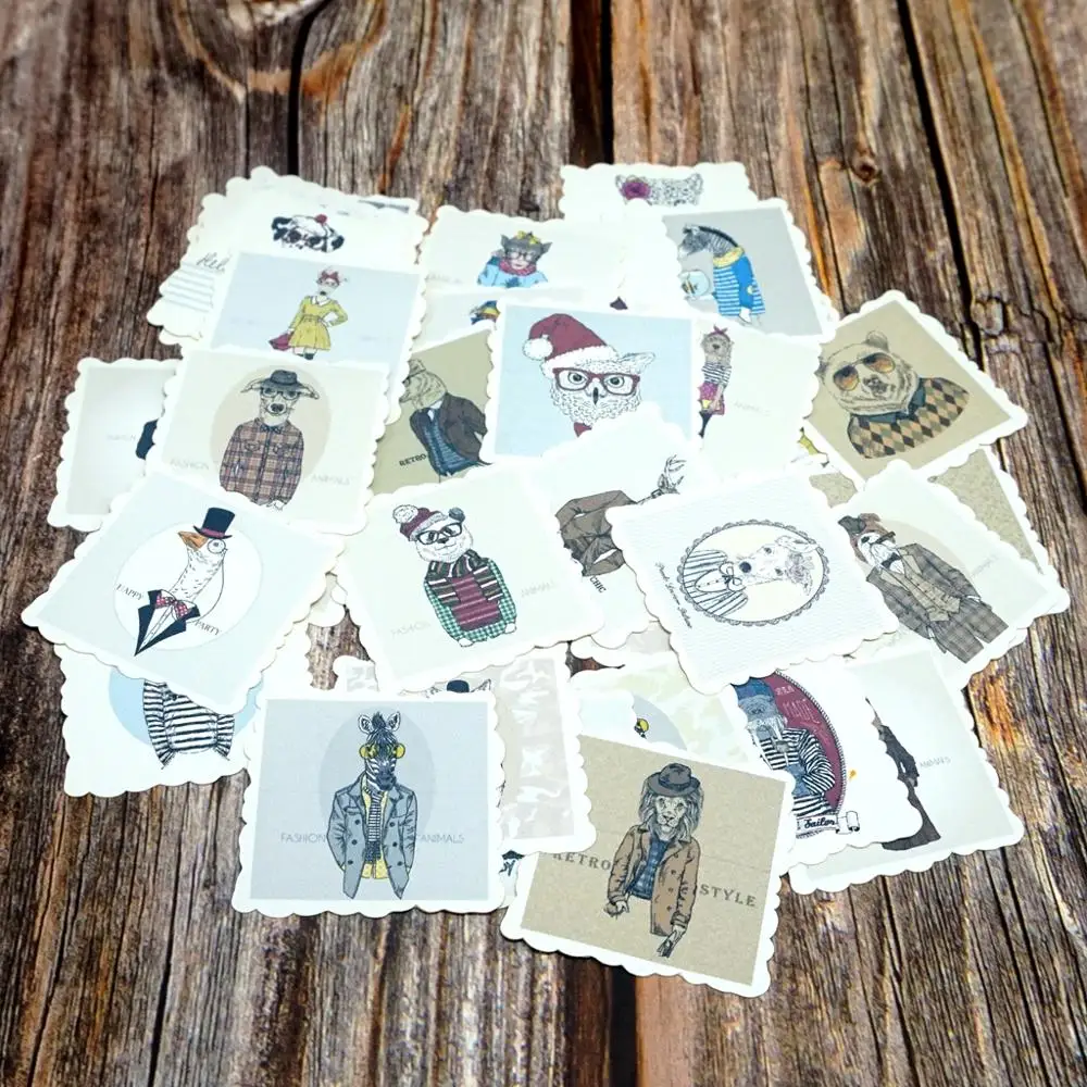 

42PCS Cool Animals Stickers Cute Dog Cat Horse Diary Planner Decorative Stickers DIY Scrapbooking Classic Toy Gift Stickers