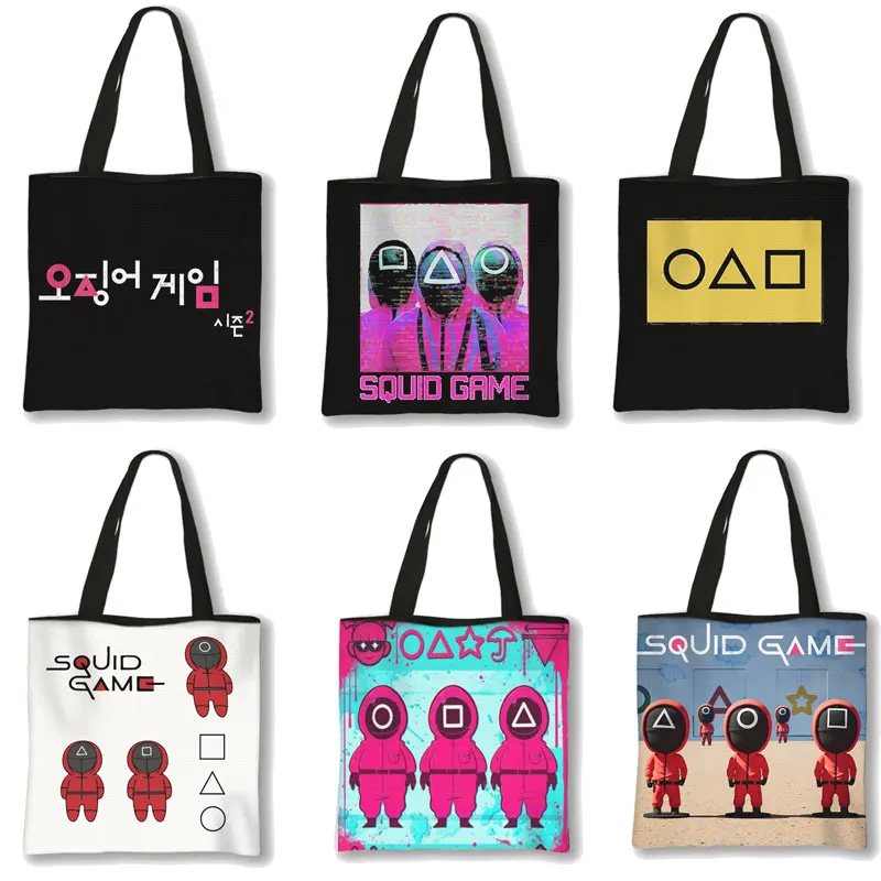 

2021 New Squid Game Handbag Squid Game Women Bags Letter Printing Shoulder Bag 456 Six-digit Ladies Shopping Bag