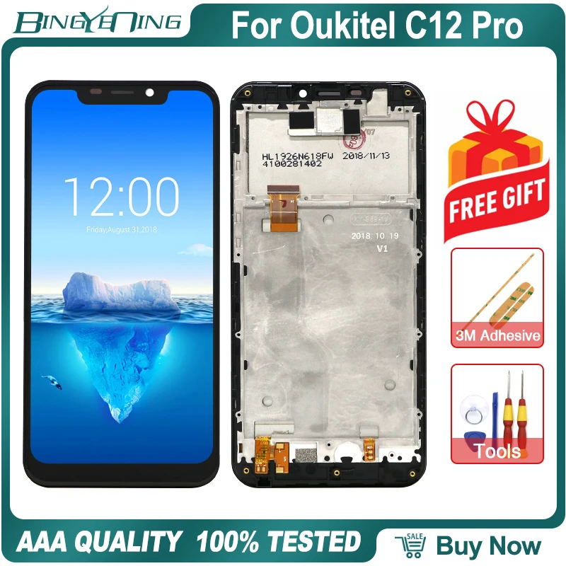 BingYeNing для Oukitel C12 Pro, ЖК-дисплей и сенсорный экран, дигитайзер с рамкой, дисплей, экран, аксессуары для телефона, сборка, инструменты для замены