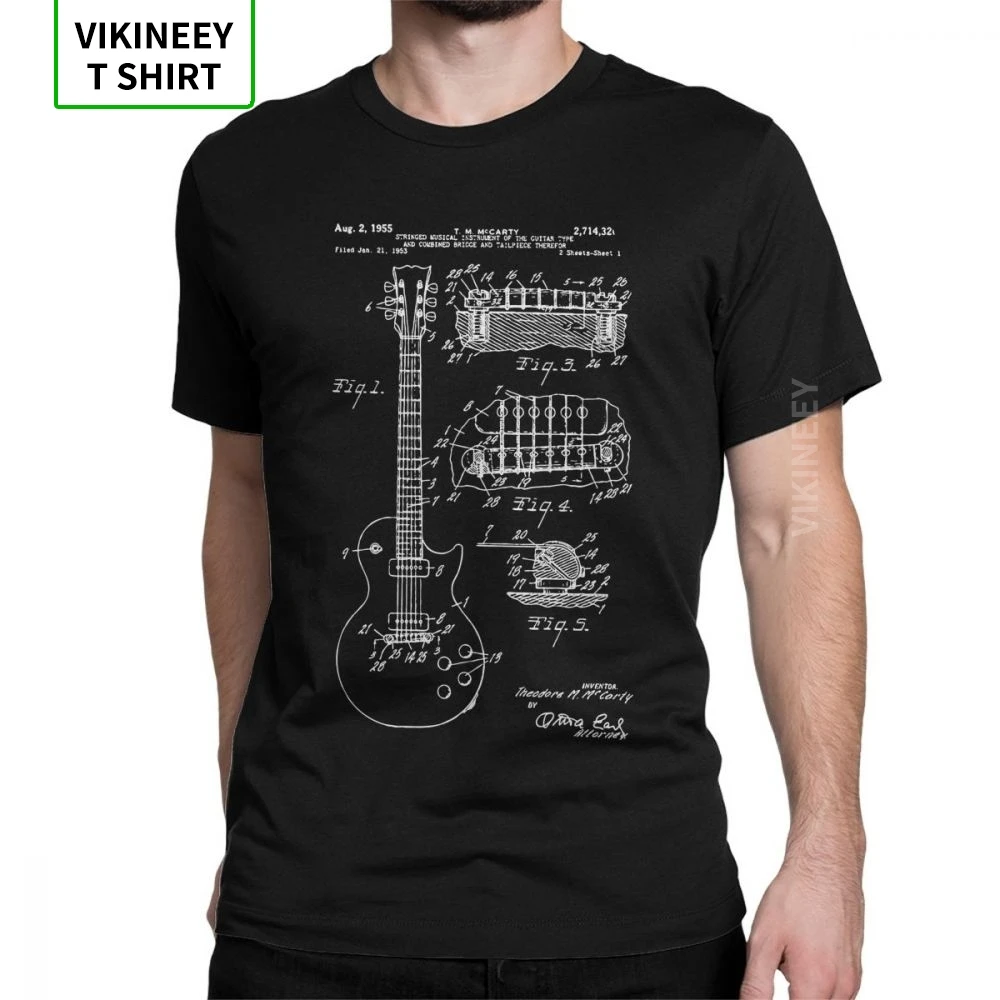 patent akustische elektrische gitarre musik männer t shirt verrückte 100 baumwolle kurze ärmel tees crew neck t shirts gedruckt tops fr