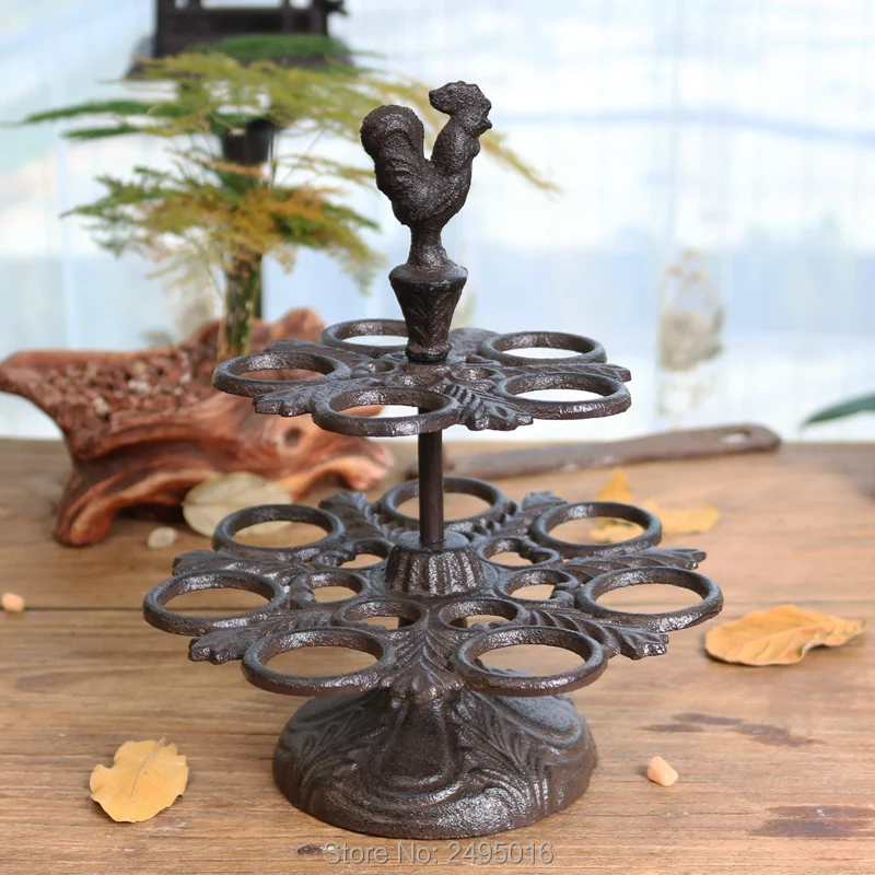 Кухня ремесло чугун яйцо держатель подставка в ржавчины коричневый креативные