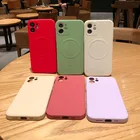 Магнитный силиконовый чехол для iPhone 13 Pro Max Magsafing, жидкий чехол с беспроводной зарядкой для iPhone 11, 12 Mini, Xs, X, Xr, 8 Plus