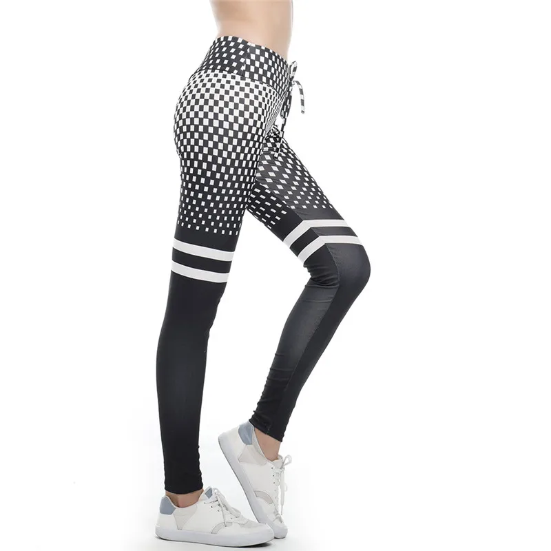 

Fashion Printed Slim Fitness Leggings Women Compression Push Up Leggings Workout Printing Patchwork Trousers Sexy Women Leggings
