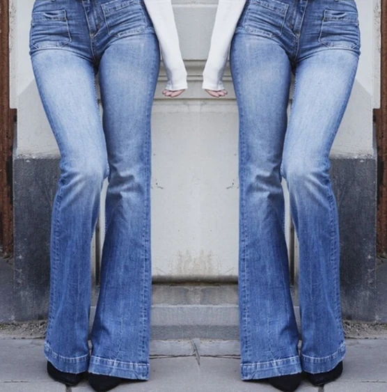 Женские модные джинсы с высокой талией расклешенные повседневные Широкие