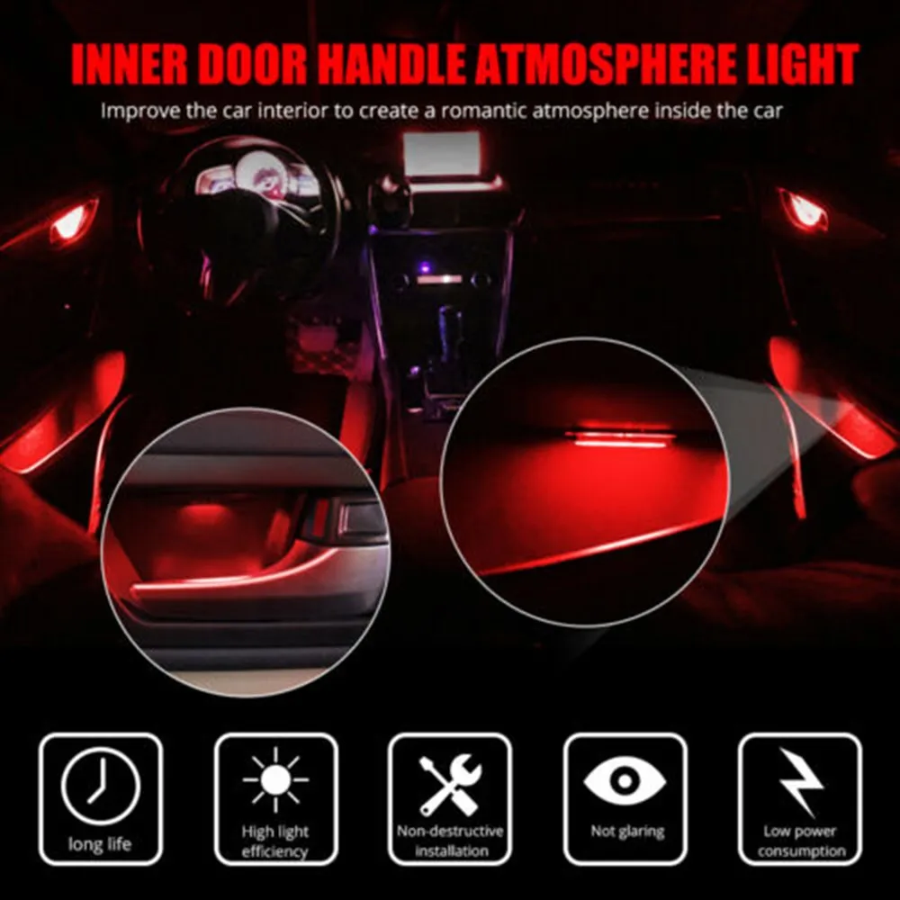 

Handle Atmosphere Lamp High Brightness Door Interior Light Car 4 Pieces/set
