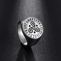 vintage stainless steel rings triskele triple spiral symbol amulet silver color gothictalisman witchcraft signet ring 2022 trend