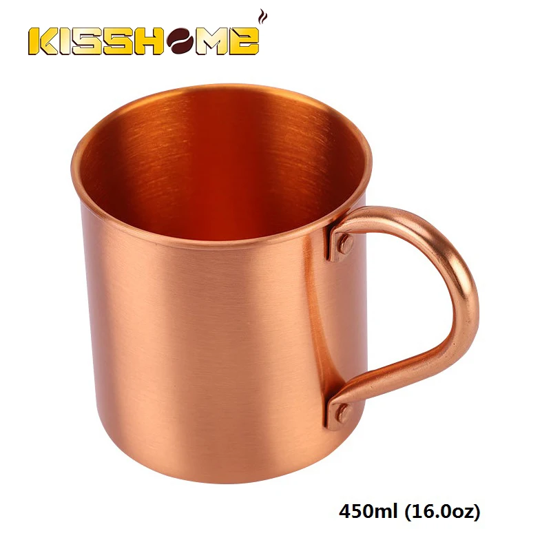 

100% Pure Copper Moscow Mule Mug 450ml 16.0oz Solid Smooth without Inside Liner for Cocktail Coffee Beer Milk Mugs Water Cup