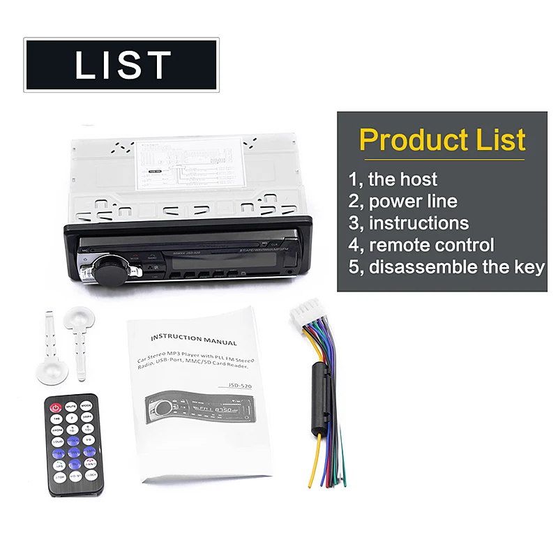 Автомобильный стерео радио FM Aux вход приемник USB 12V In dash 1 din мультимедийный плеер