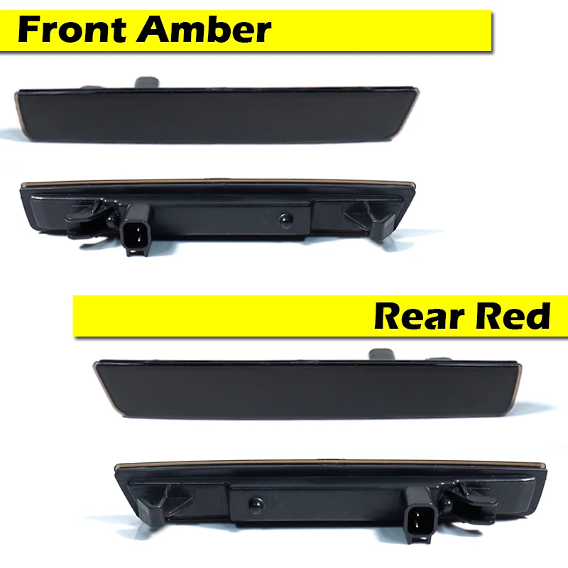 Smoked Lens Front Amber Yellow Rear Red LED Car Side Marker Lights Kit For 2015-2020 Dodge Challenger Fender | Автомобили и