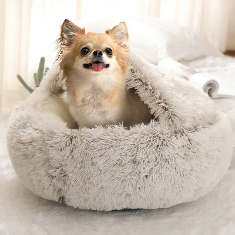 

New Warm Dog Bed Cat Mat Round Plush House Sofa Soft Sleeping Pet Basket For Dogs Cats Nest 2 In 1 Pet Bed Pet Cushion Supplies