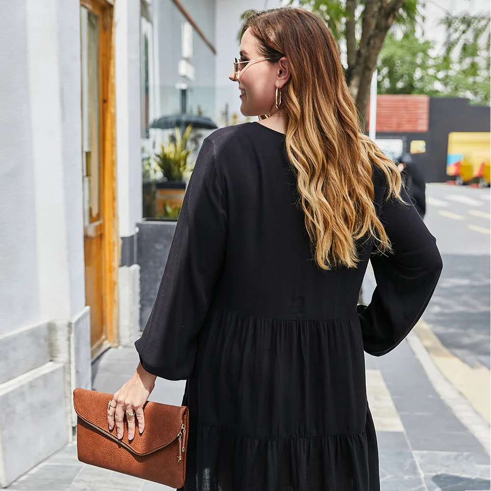 Платье WHZHM на пуговицах для женщин элегантное лоскутное платье с длинным рукавом