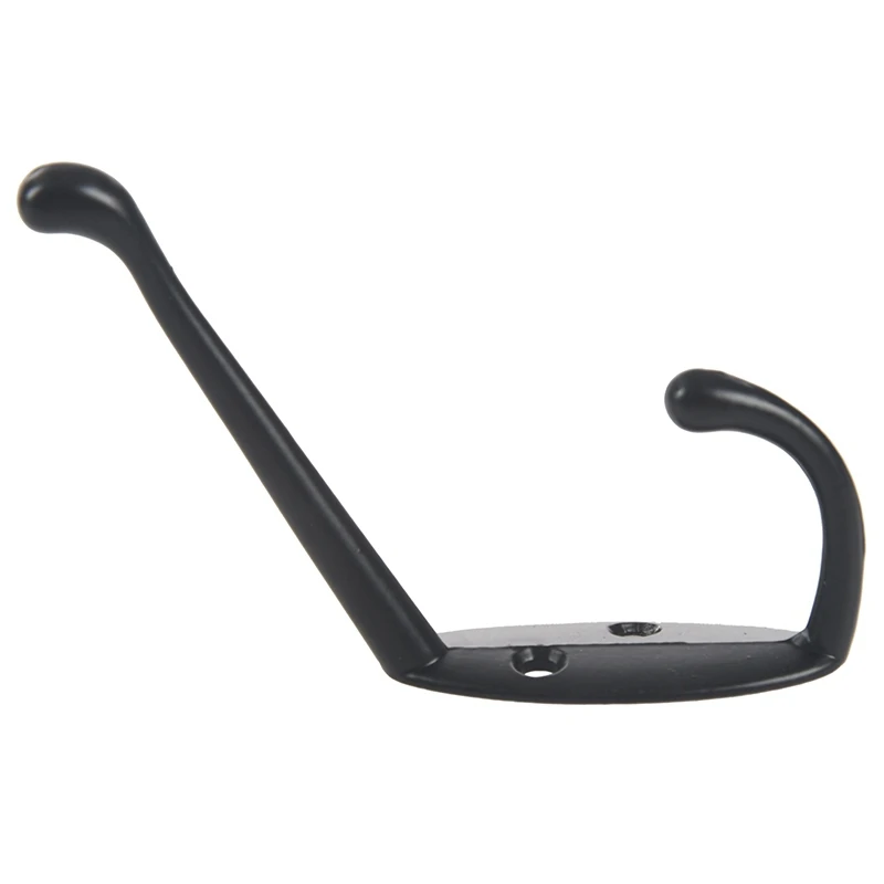 

9 Pack heavy duty Coat Hooks Wall Mounted for Hat hardware Dual Prong Retro Coat Hanger with 20 Screws Black Color
