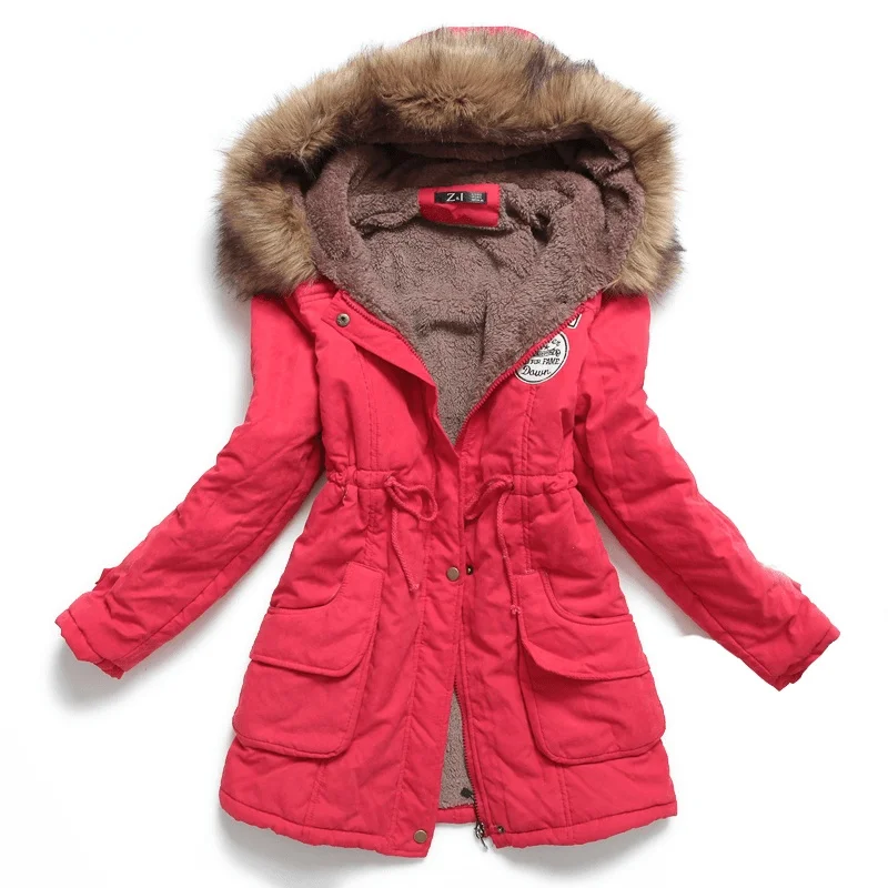 

2021 – Medium Length Winter Jacket, Blended Coat, Women's Padded Cotton Slim Hoodie