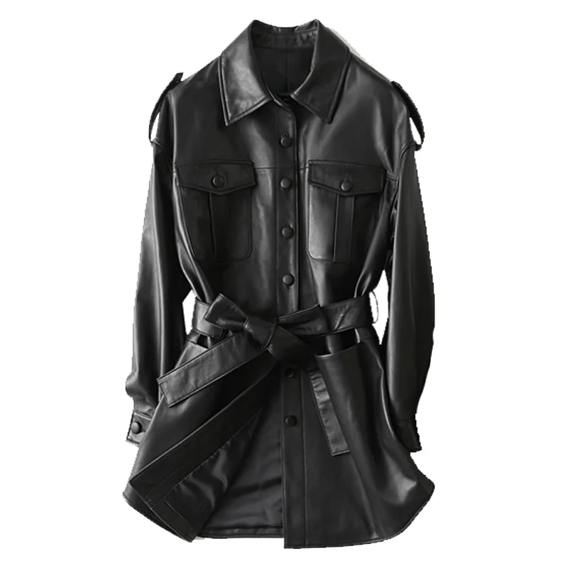 Женская куртка из натуральной кожи пальто в Корейском стиле овчины женские