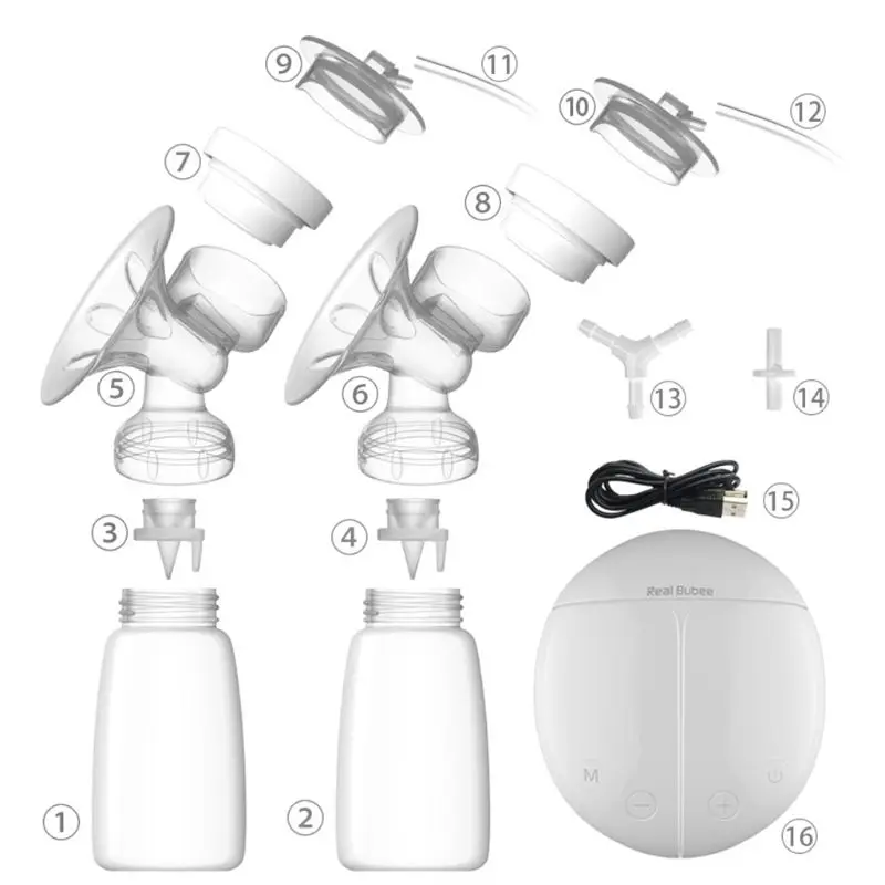 

Electric Double Breast Pump Kit with 2 Baby Milk Bottles Baby Nipple Suction