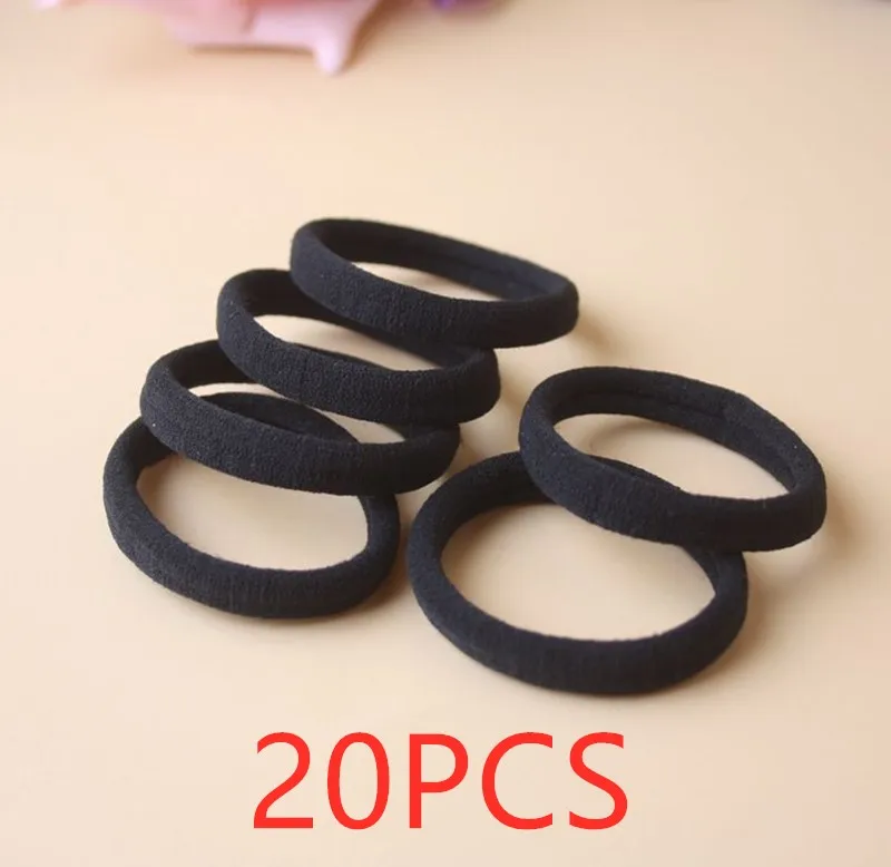 Black 20 pcs 10/20/40 шт. парикмахерские инструменты для создания объема резинкой резинки для волос/кольца/веревки резинка пружины резинки; резинка для волос, обтянутая тканью; аксессуары для ремешка - Цвет: Black 20 pcs