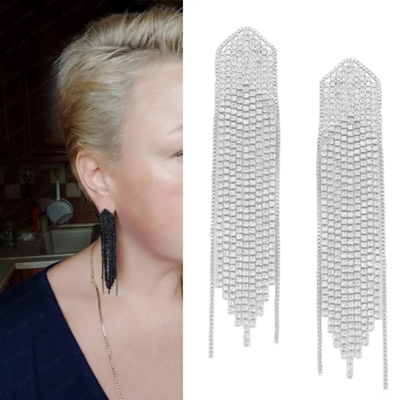 Женские длинные серьги GODKI модные радужные подвески с кисточками