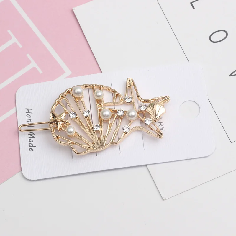 Корейские Шикарные аксессуары для волос металлический золотой цвет Пляжная