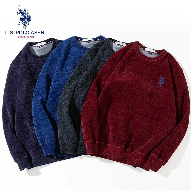 U.S.Polo. Осенне-зимний плюшевый утепленный мужской свитер Assn. Деловой Повседневный