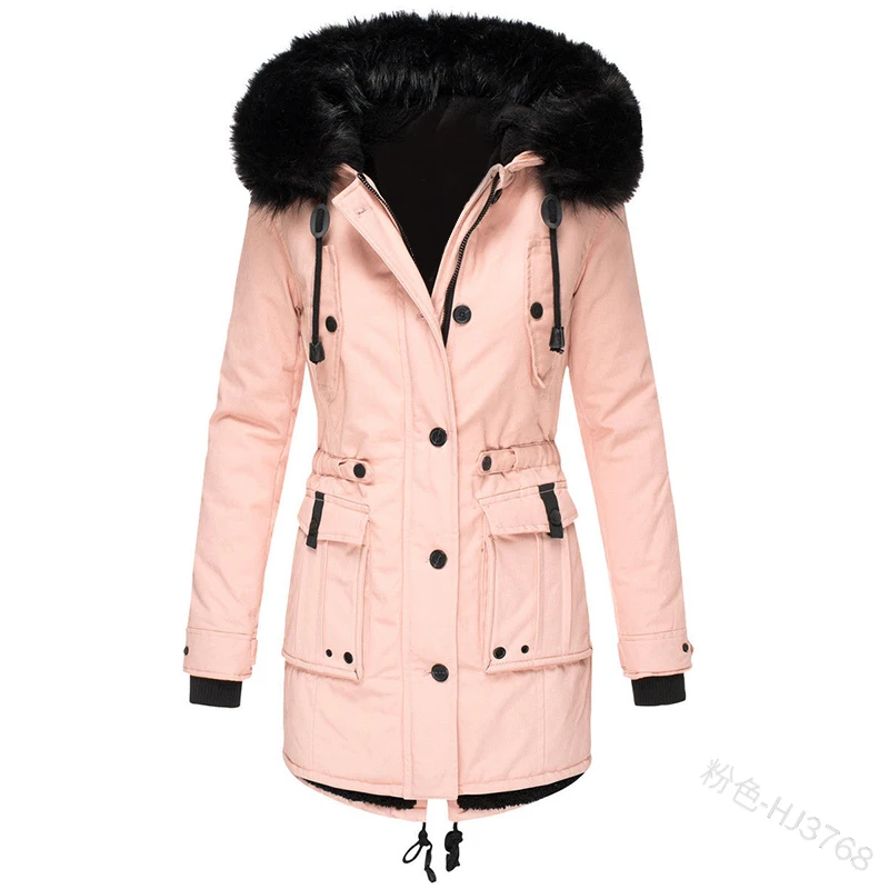 

Large Natural Black Fur Hooded Winter Down Coat Women 7 Colors Down Jacket Thick Warm Parkas Female Outerwear Mountaineering