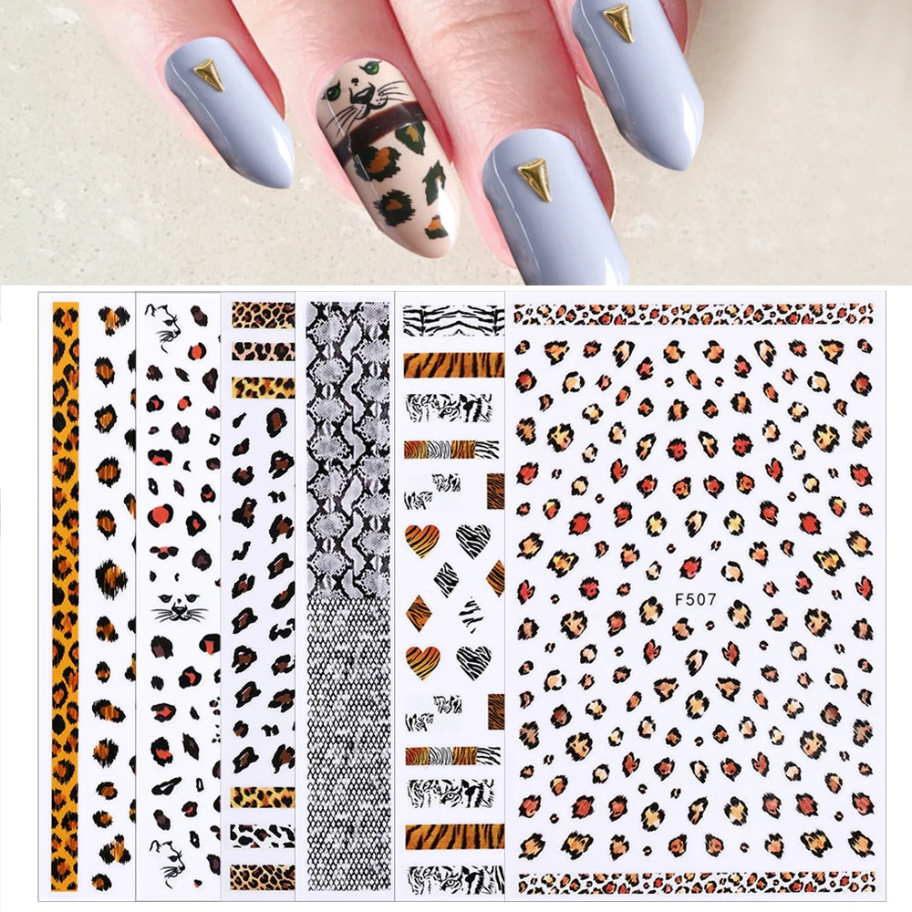 

1Pcs Tiger Pattern Nail Art Decoration Snake Print Design Ongles Sticker 3D Enchanting Leopard Nail Sticker Manicure Accessories
