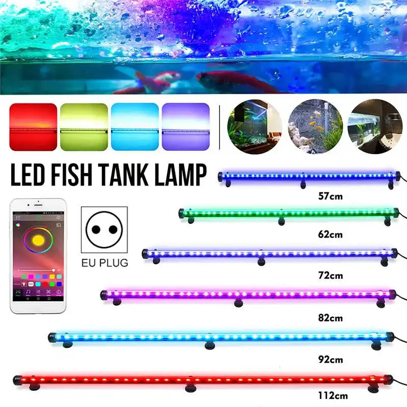 

220V Aquarium Light Plant Lamp 57/62/72/82/92/112CM RGB LED Aquarium Fish Tank Light bluetooth APP Control Underwater Fish Lamp