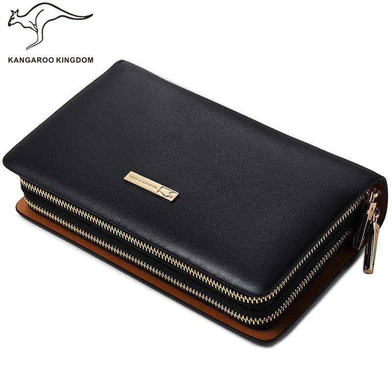 

Роскошный брендовый мужской клатч Kangaroo Kingdom, сумка из спилка с двойной молнией, деловая ручная сумка для мужчин