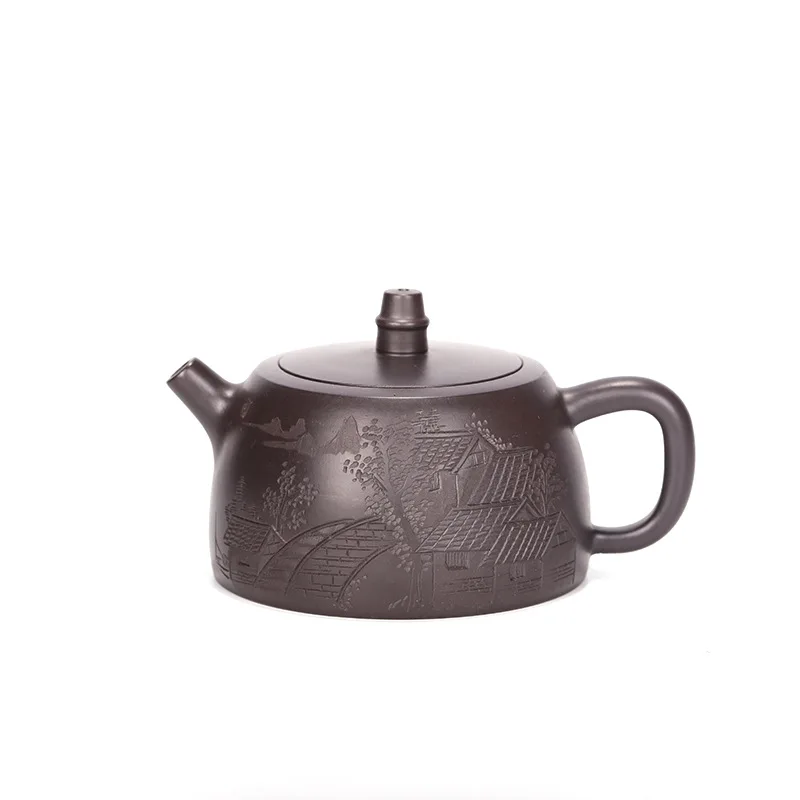 

Raw Ore Black Mud Han Duo Teapot Zisha Teapot Yixing Handmade Pot Kung-fu Teaware Purple Clay Drinkware For Puer Green Black