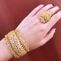 soramoore luxury trendy charm big wide bangle ring jewelry sets for bridal wedding high quality original design fashion style