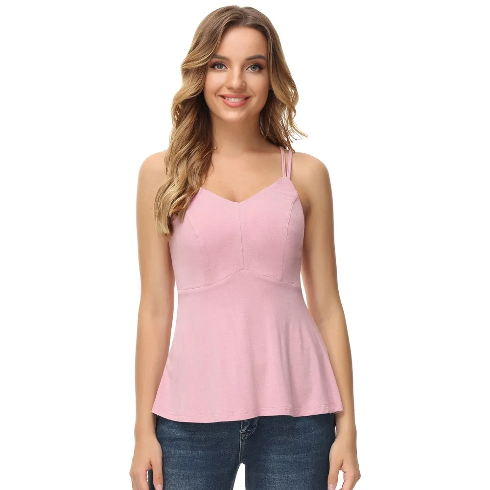 Женский топ на бретельках-спагетти без рукавов с V-образным вырезом | Женская