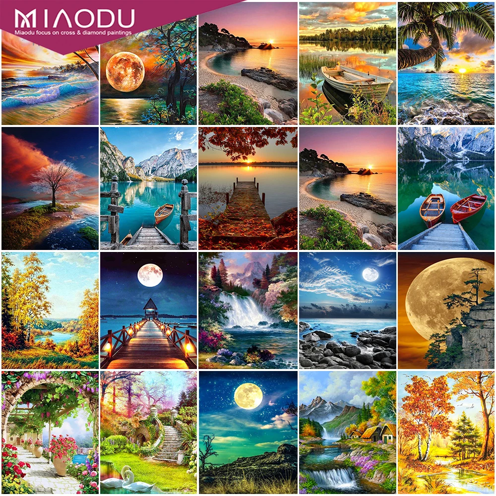 

Miaodu Diamond Painting Full Square Round Landscape Diamond Embroidery Scenery Picture Of Beaded Mosaic Kit Handmade Hobby Art
