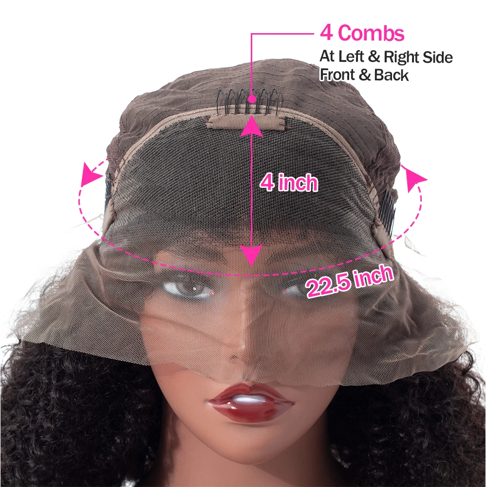 VSHOW 13*4 Mongolian Kinky Curly Lace Front Human Hair Wigs 150 180 Density Remy Hair Wigs Pre Plucked With Baby Hair
