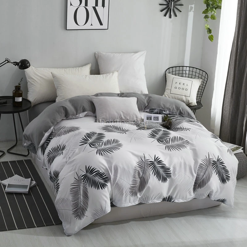 Пододеяльник с принтом в виде серых банановых листьев пододеяльник 1 шт.